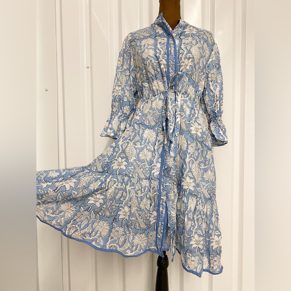 Light Blue Floral Midi Dress